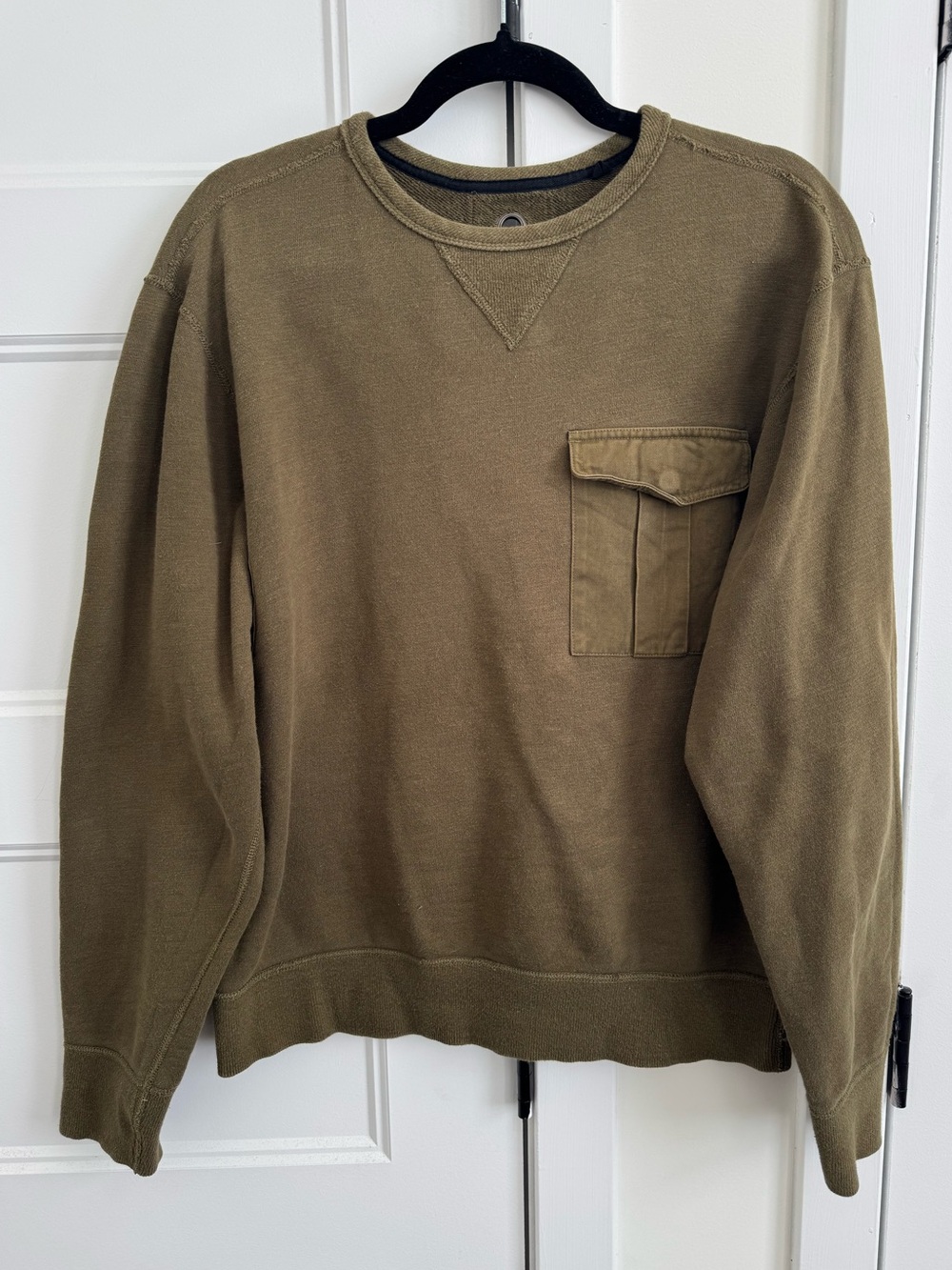 rag & bone Airington Crewneck Long Sleeve Utility Sweater in Army / Olive Green
